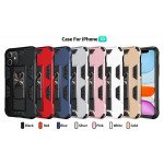 Wholesale iPhone 11 6.1 Military Grade Armor Protection Stand Magnetic Feature Case (White)